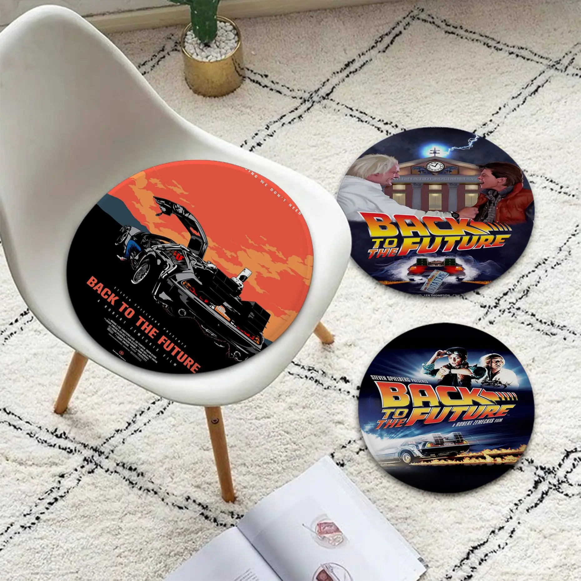 Back To The Future Round Stool Pad Patio Home Kitchen Office Chair Seat Cushion Pads Sofa Seat 40x40cm Chair Mat Pad