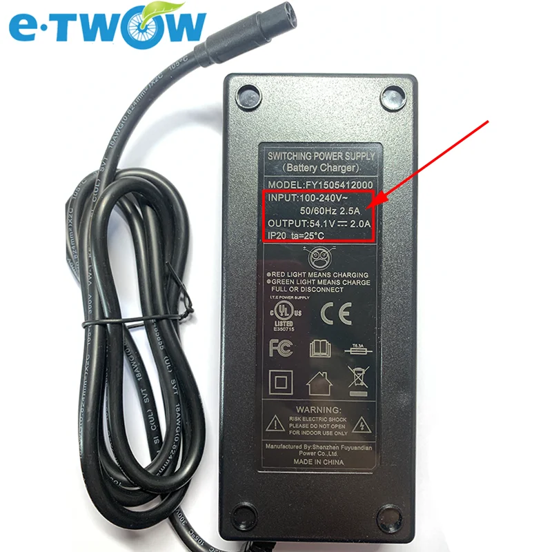 Original ETWOW GT Sport 48V Charger Output 54.1V 2.0A for E-TWOW Electric Scooter