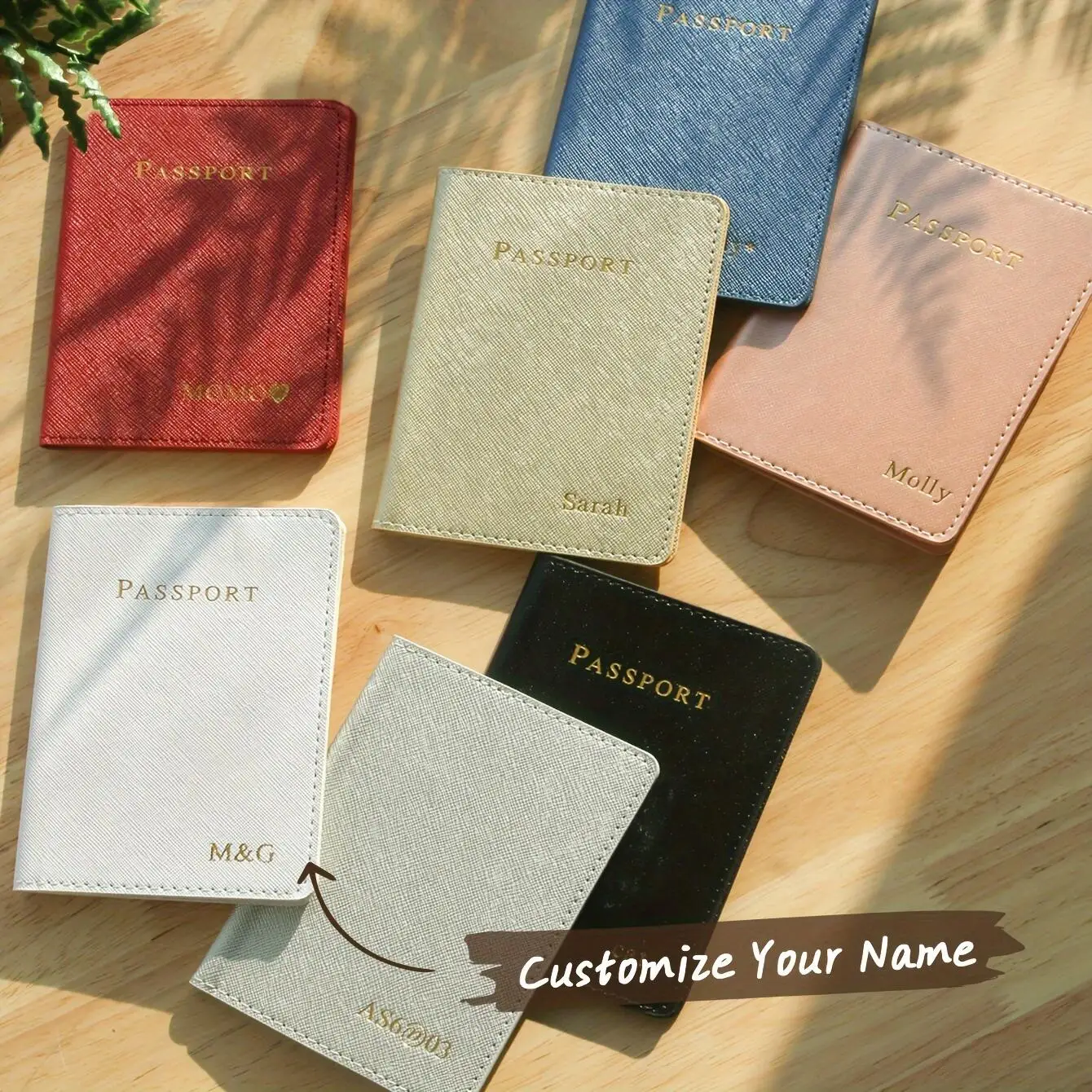 

Personalized Passport Holder Customized Hot Stamping Name Passport Cover Card Holder Travel Wallet Elegant Document Travel Gift