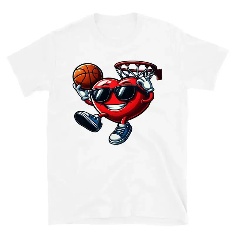 Valentine'S Day Basketball T Shirt Heart Dunking Funny