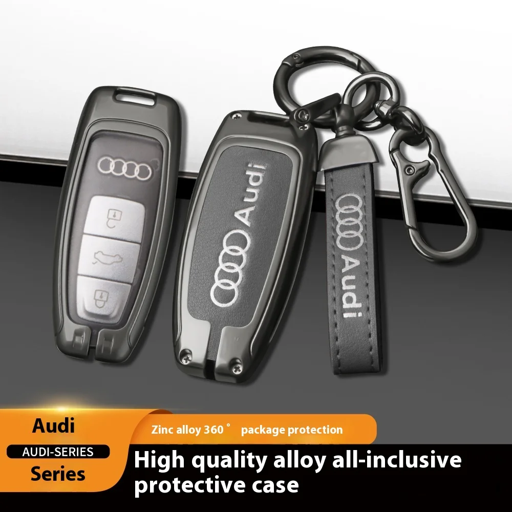 Car Zinc Alloy Key Case For Audi Q8 RSQ8 A6 S6 RS6 A7 S7 RS7 A8 A7L RS E-tron GT Q4 Q5 e-tron Q6 Q7 Car KeyChain Metal Key Shell