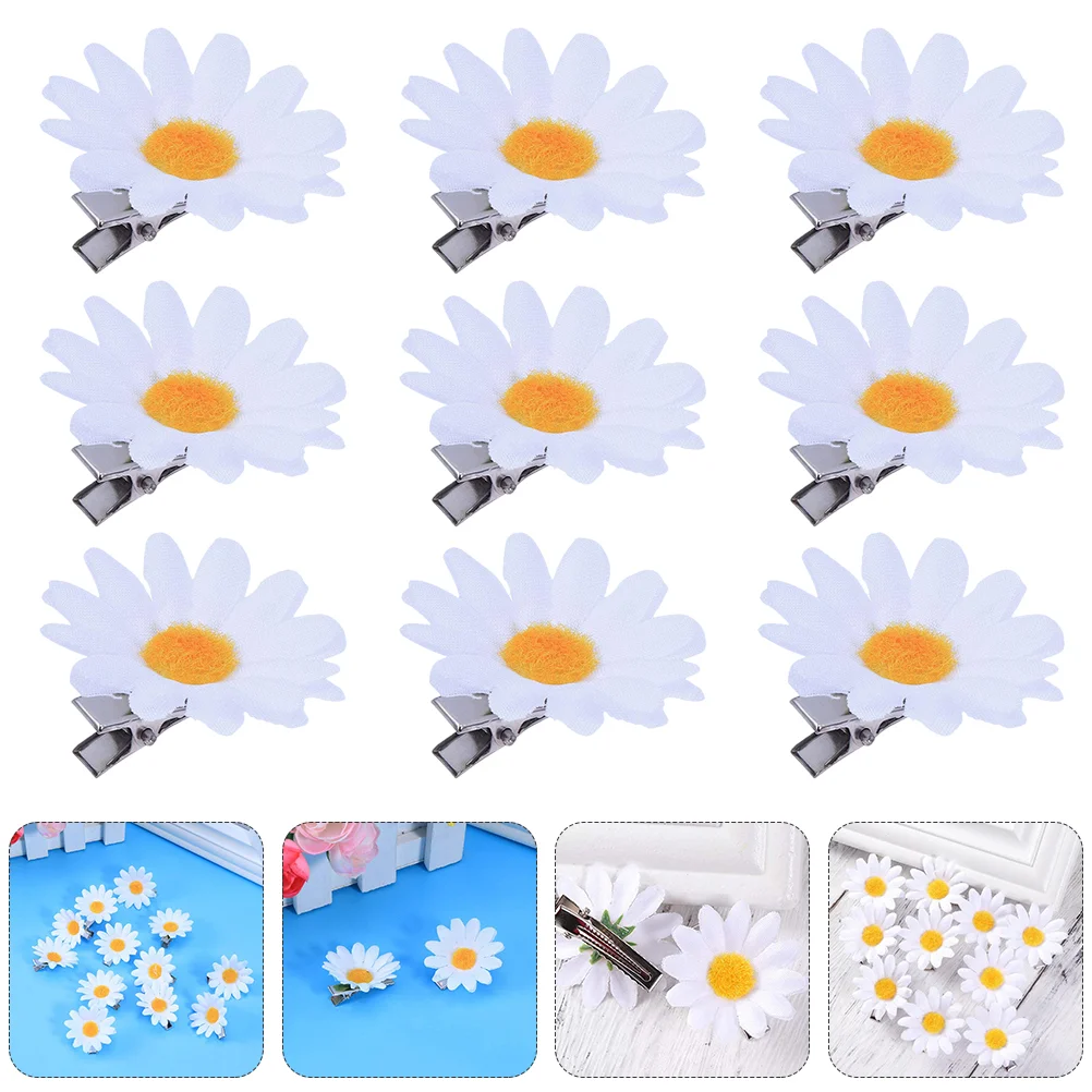 20 Pcs Hair Barrettes Daisy Hairpins Small Chrysanthemum Flower Accessories White Headdress Women Party