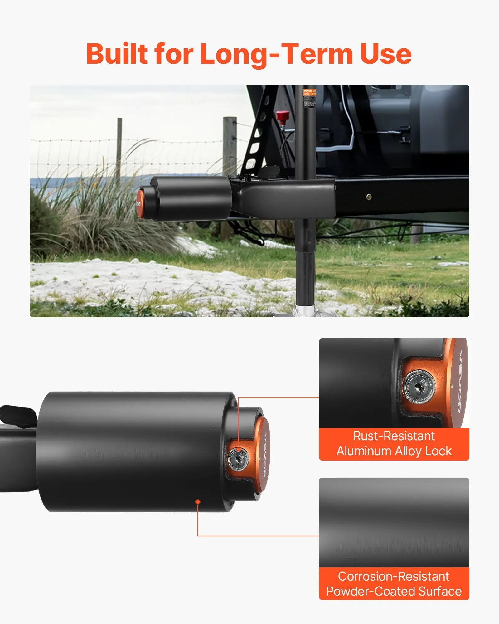 2x2-5/16in الثقيلة مقطورة مقرنة قفل 0.24in سميكة الكربون الصلب مكافحة سرقة وصلة قفل مع 3 مفاتيح طلاء مقاومة للصدأ #5