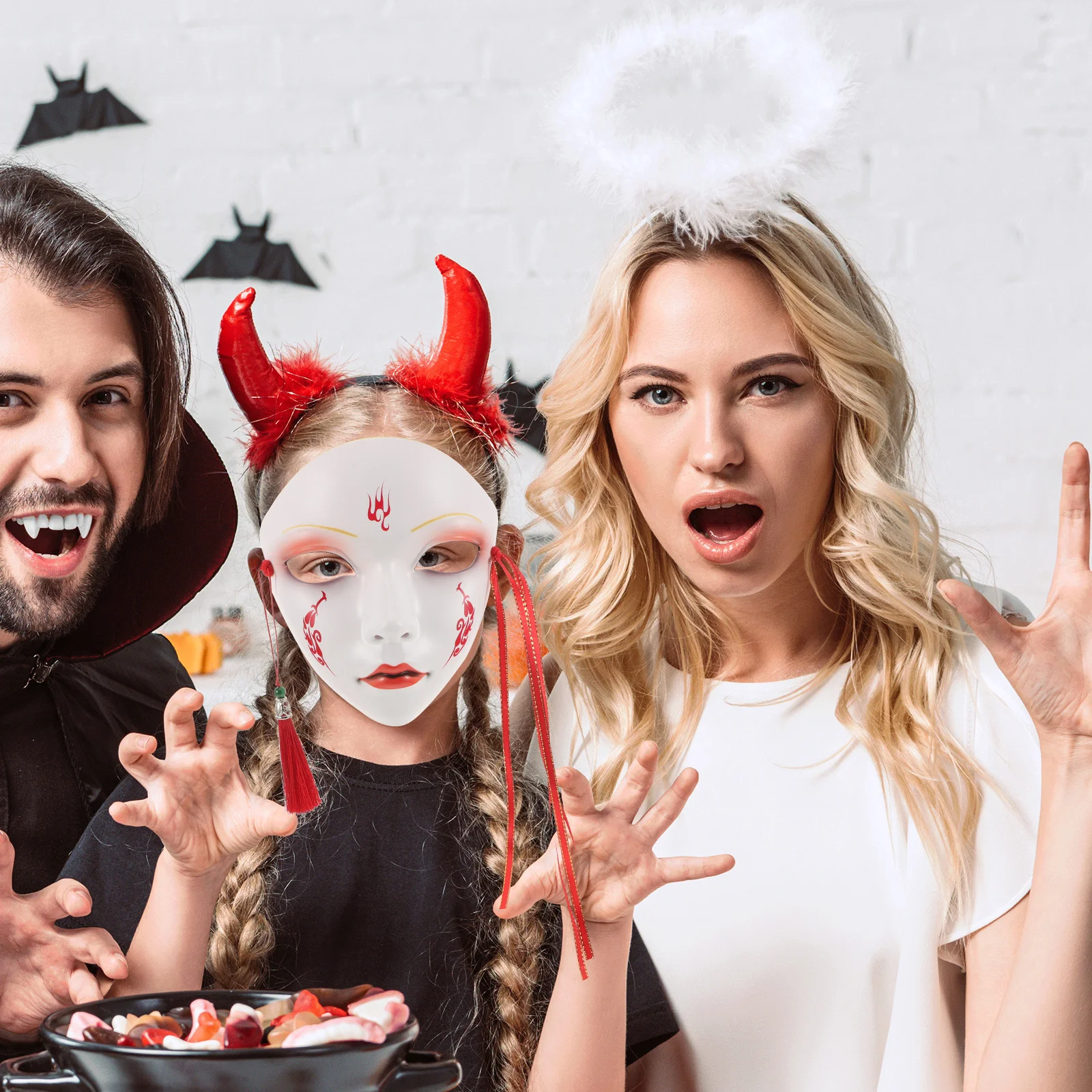 

Plastic Blank Graffiti Festival Mask Full Face Beauty Mask Traditional Chinese Halloween Hanfu Cosplay Party Facial Accessory