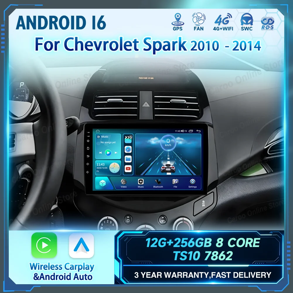 Android Car DVD Radio Stereo For Chevrolet Spark 2010 2011 2012 2013 2014 Auto Multimidia Player GPS Navigation 4G Carplay 2DIN