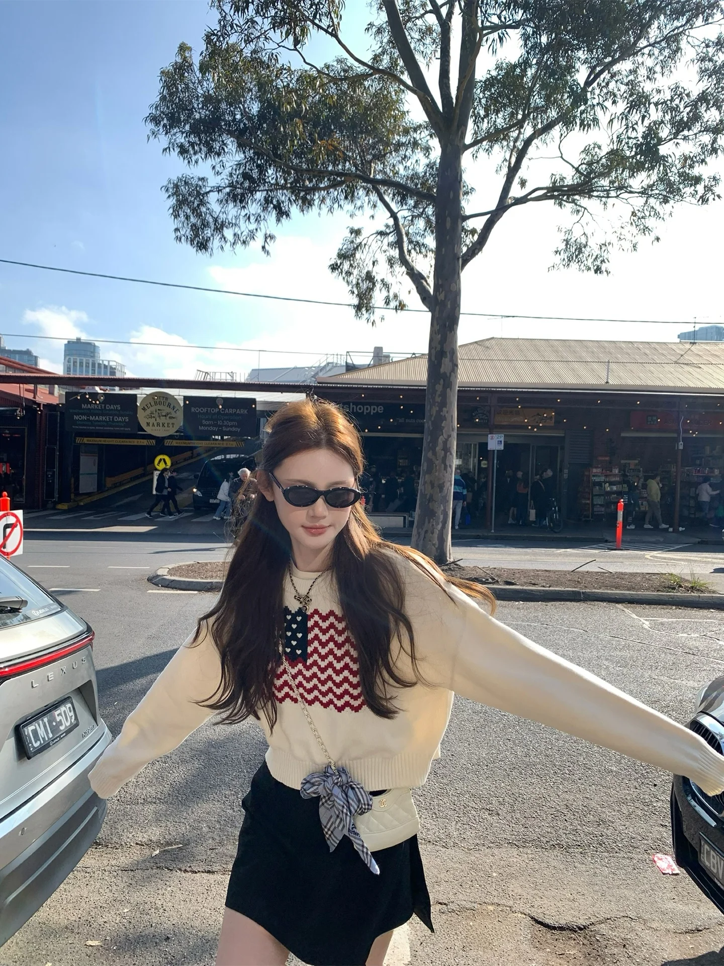 

Pure Cotton Long Sve round Ne Knitted Sweater Retro American Sle Floral Embroidery Women's Faionable Versatile Top