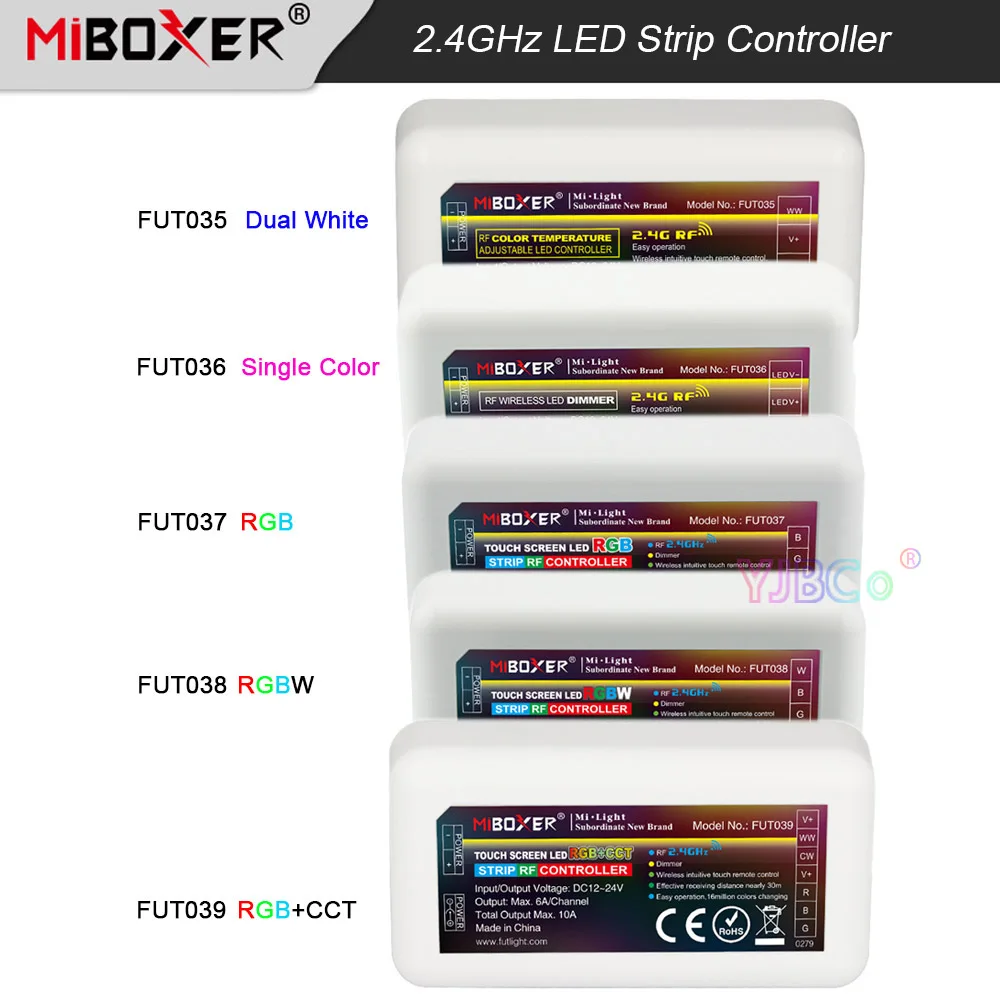 Miboxer 2.4G Remote Control 12V 24V Single color/Dual White/RGB/RGBW/RGB+CCT 2.4G LED Strip Controller monochrome Light Dimmer