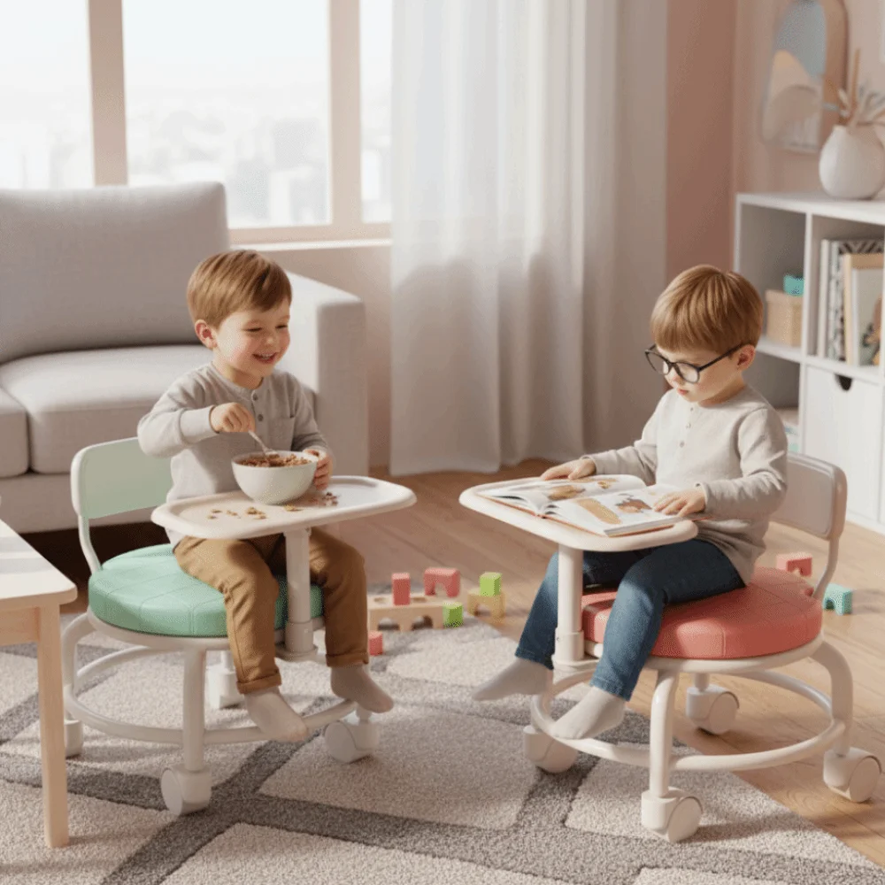 Multi Purpose Universal Caster Wheels Unisex Seat Safe Booster Seat Dining Chair Adjustable Small Pulley Stool Household