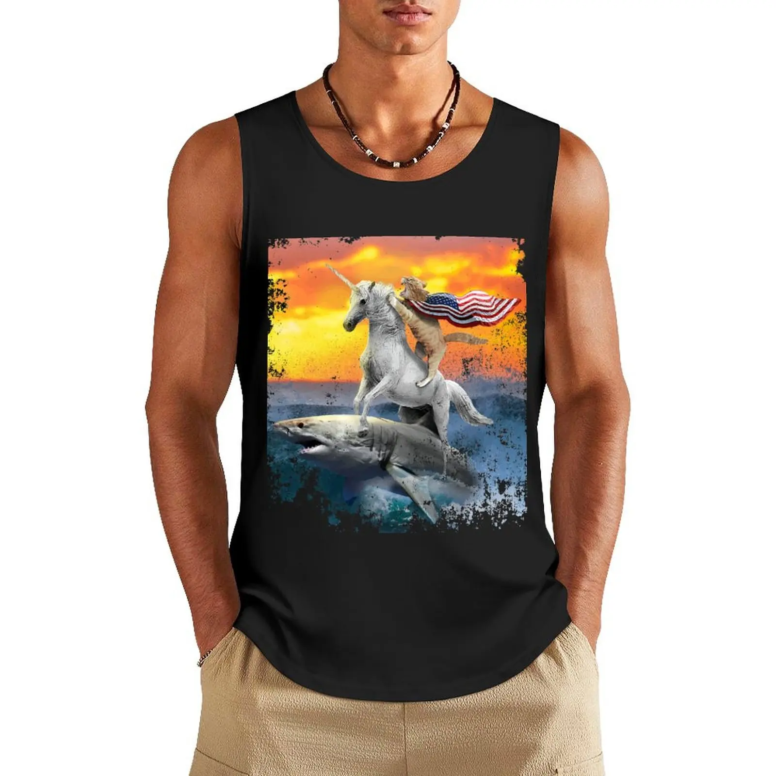 

Patriotic Unicorn Cat Shark 4th of July Tank Top T-shirt for fitness Men's gym Men's gym t-shirts man sexycostume