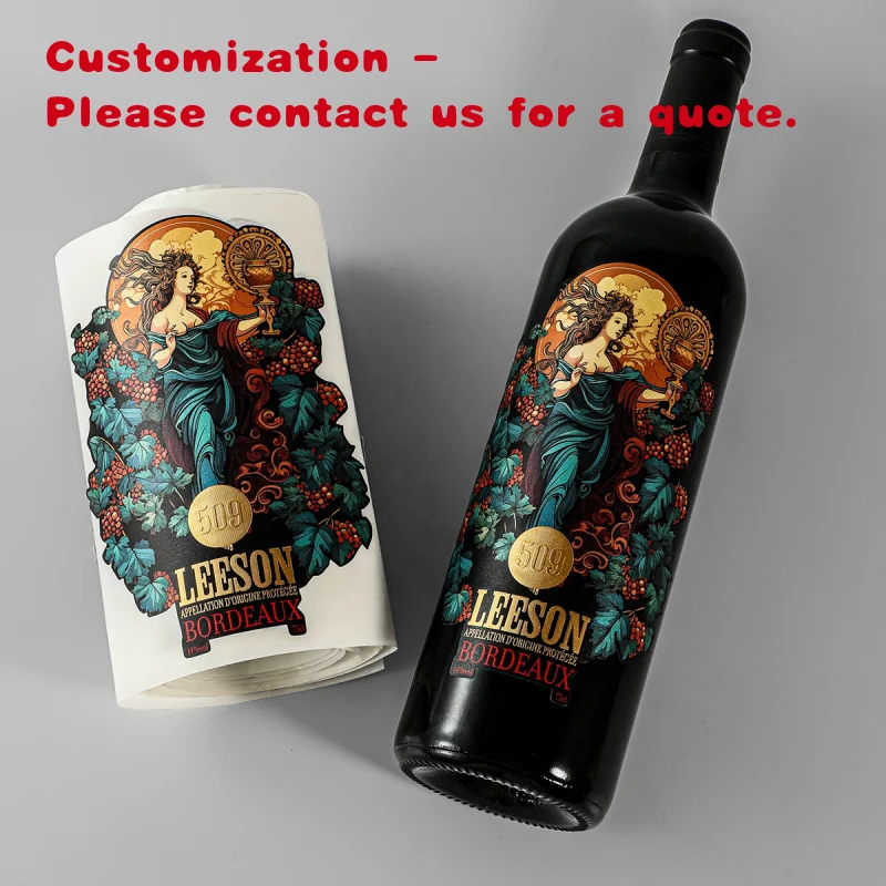 

custom.Metal Wine Label Personalized Design Roll Embossed Foil Wine Label Custom Texture Paper Wine Label Bottle