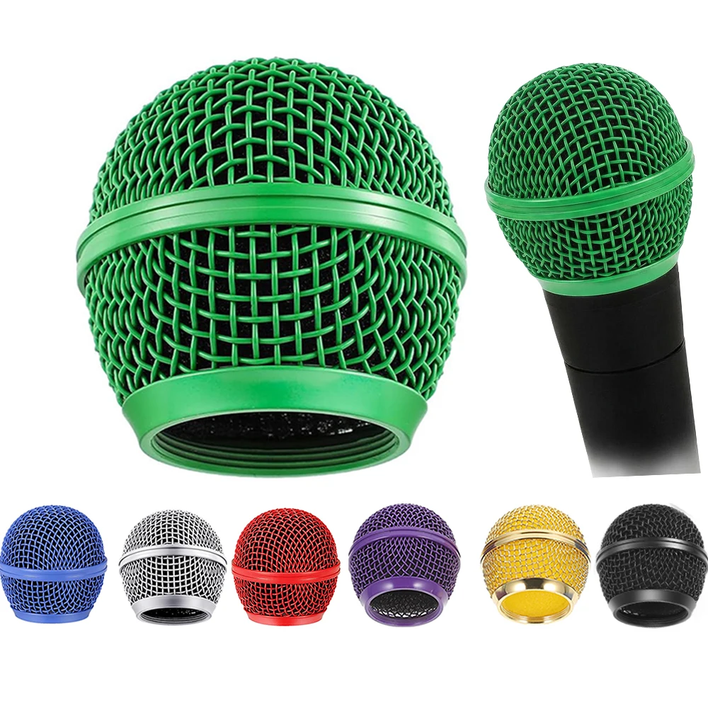 1 peça para shure sm58 microfone sem fio substituição grade de microfone de metal substituindo grelhas de malha de cabeça esférica de microfone profissional