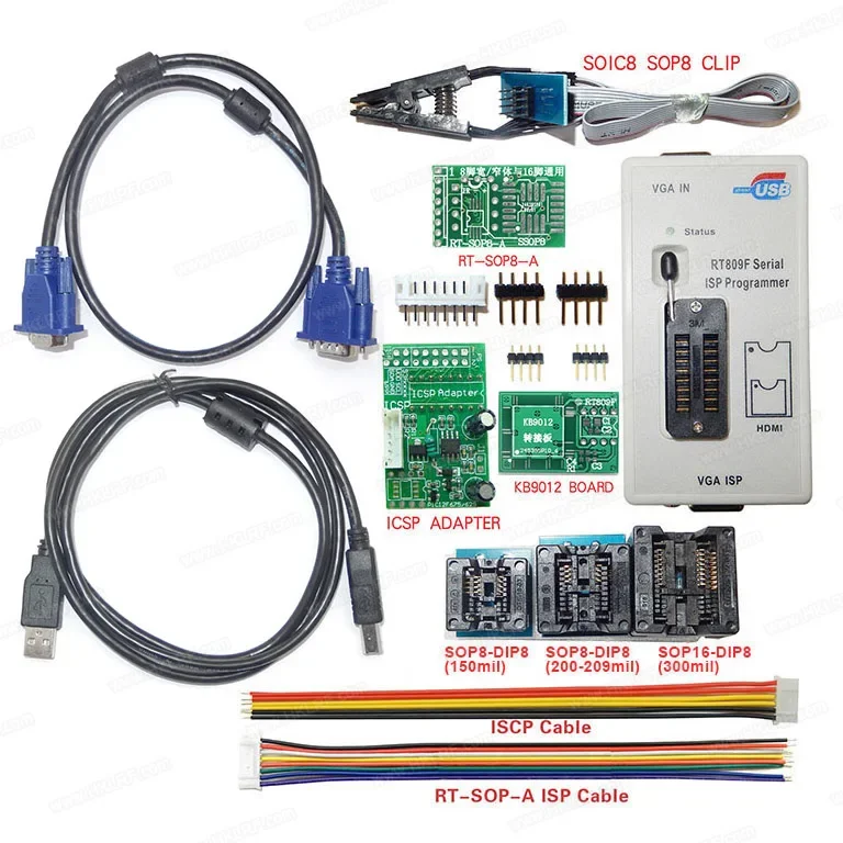 

100% new RT809F Serial ISP Programmer with 8 Adapter Kits