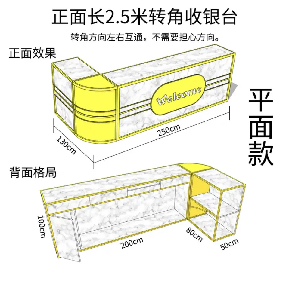 Reception per mobili commerciali Banco reception di lusso in oro bianco rosa Banco reception per applicazioni di edifici per uffici