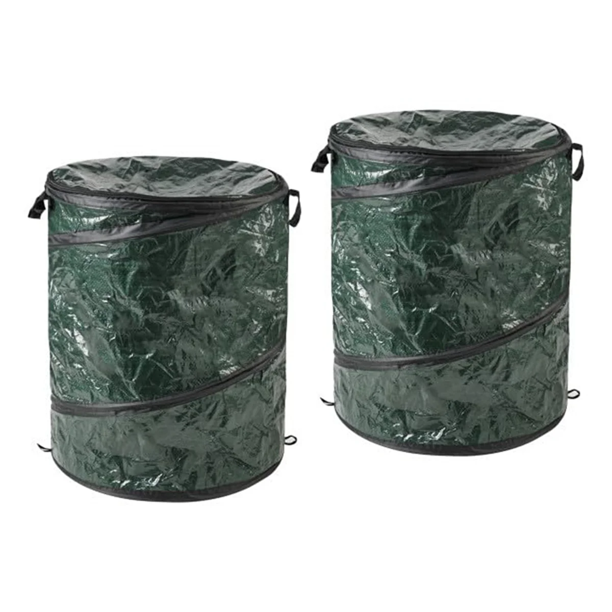 Folding Trash Can PopUp 44 Gallon Outdoor Trash Can with Zipper Lid - Recycling Bin for Camping or Party (Green)