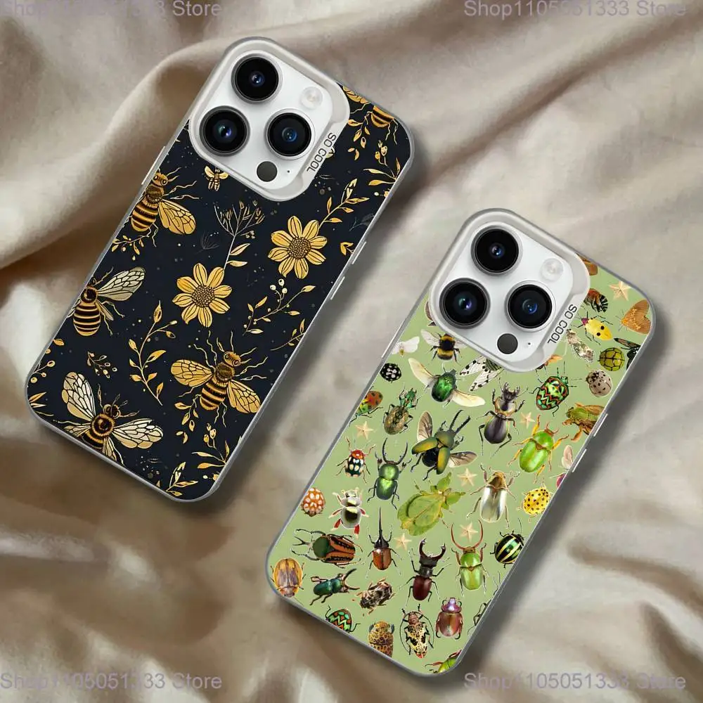 

Biology Art Bugs And Insects Phone Case For iPhone 16,15,14,13,12,11,Pro,XS,Max,Plus,Mini,SE White Candy Matte Shockproof Cover