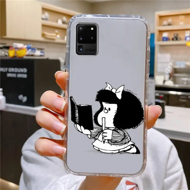 Mafalda Phone Case For Samsung Galaxy S10 S10e A70 Edge S22 S23 Plus Ultra Note10 Transparent Cove