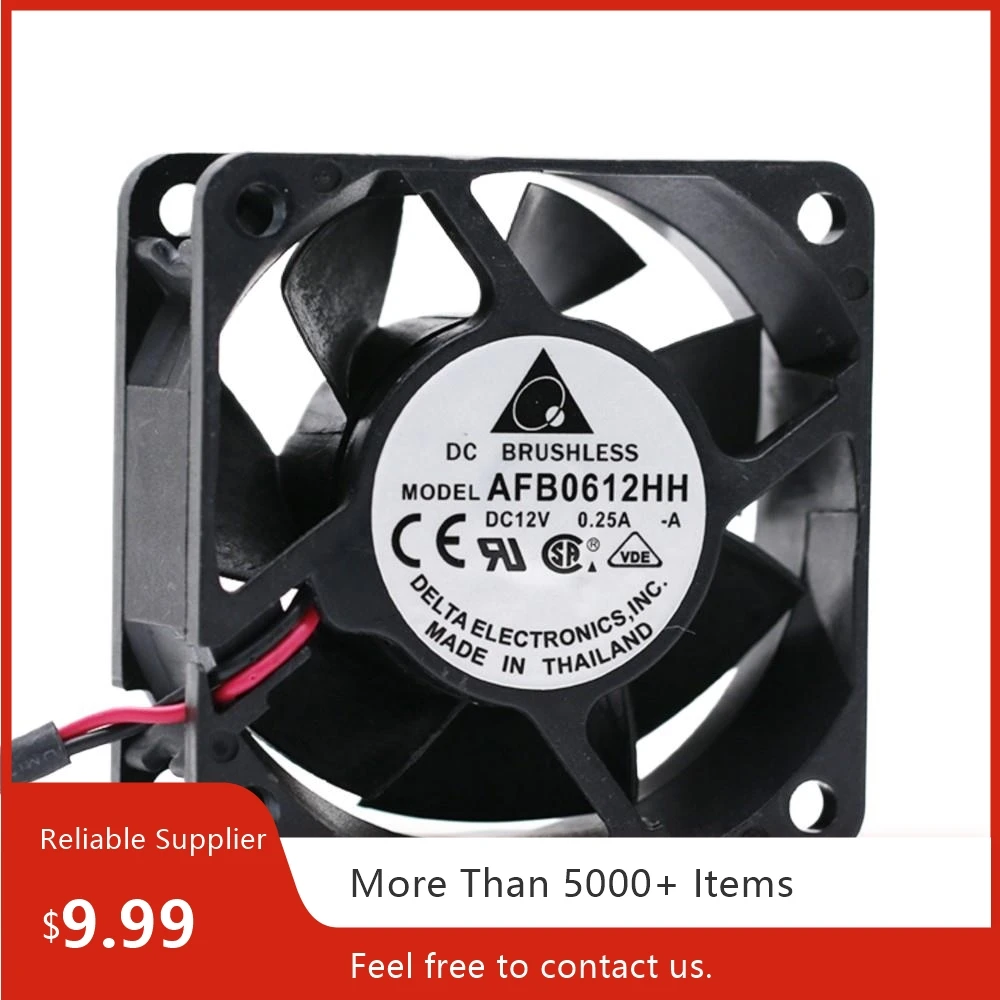 

60mm Fan or Delta AFB0612HH 60mm 12V 0.25A Dual Ball Bearing Cooling Fan for Electronics & Industrial Cooling