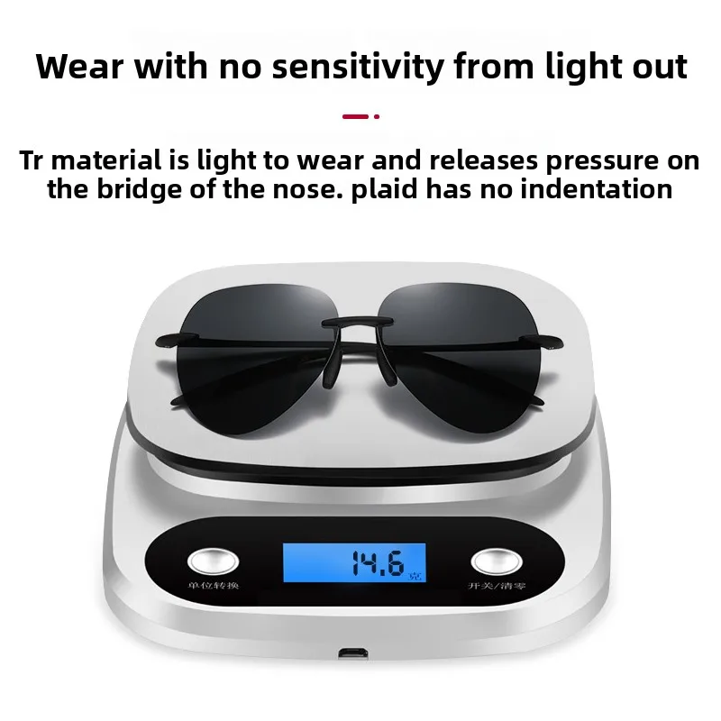 نظارات شمسية TR90 خفيفة للغاية بدون إطار للحماية من الأشعة فوق البنفسجية بتصميم على شكل علجوم نظارات صيد للسائق المستقطبة مطلية بالكروم