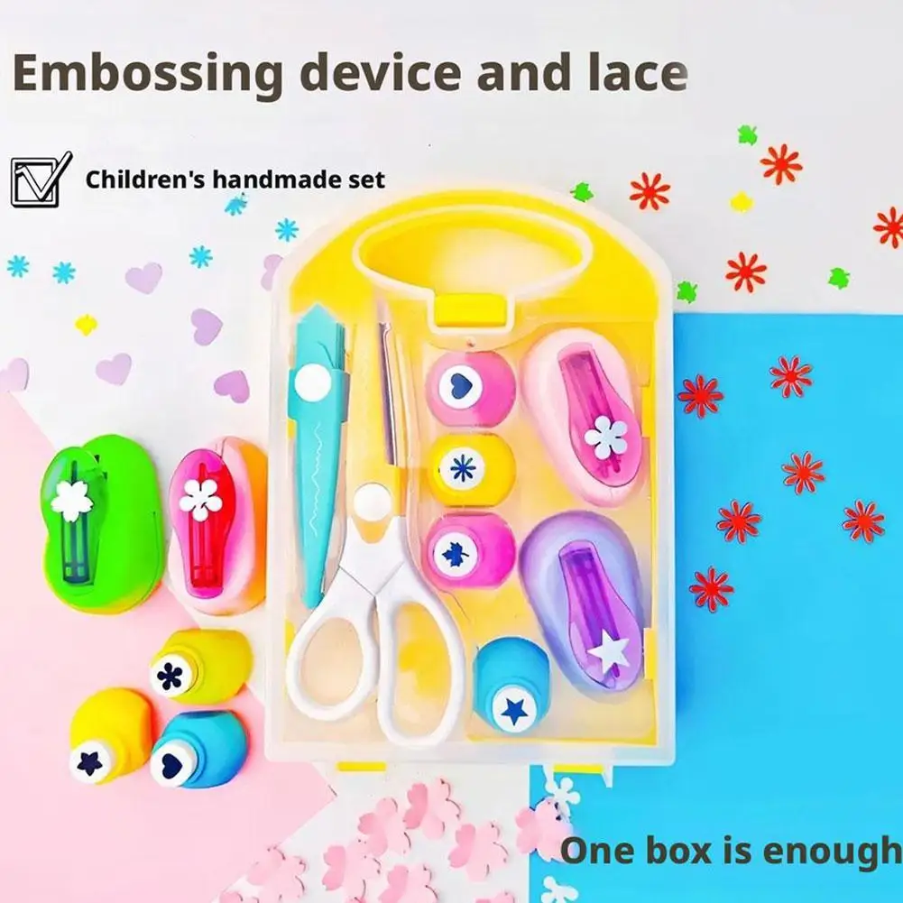 8個入り-diy-子供用穴あけパンチ-スクラップブッキング用紙パンチ-イヤリング-花、ハート型、星型-カードパンチ-穴あけパンチセット