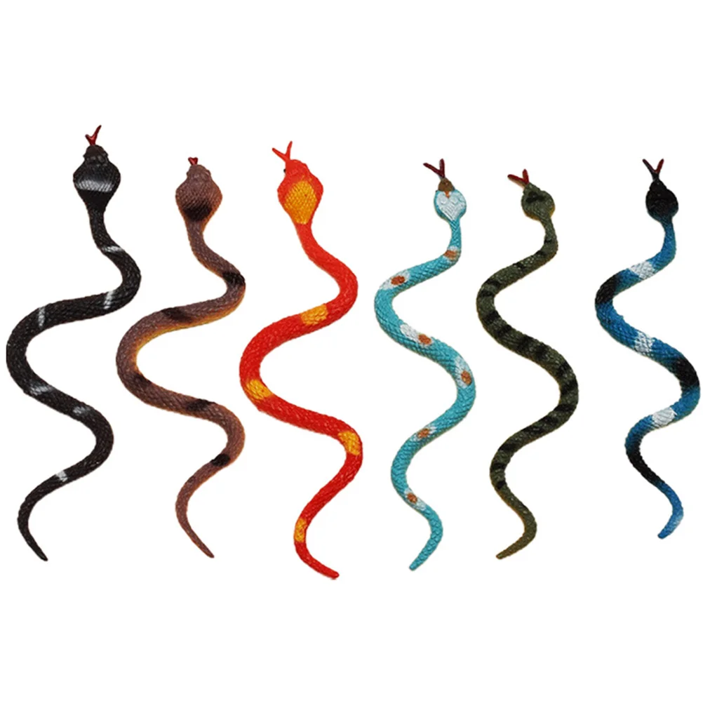 

6 Pcs Simulated Snakes Model Fake Figurine Ornament Simulation Animal Figures Realistic Cognitive Decorate