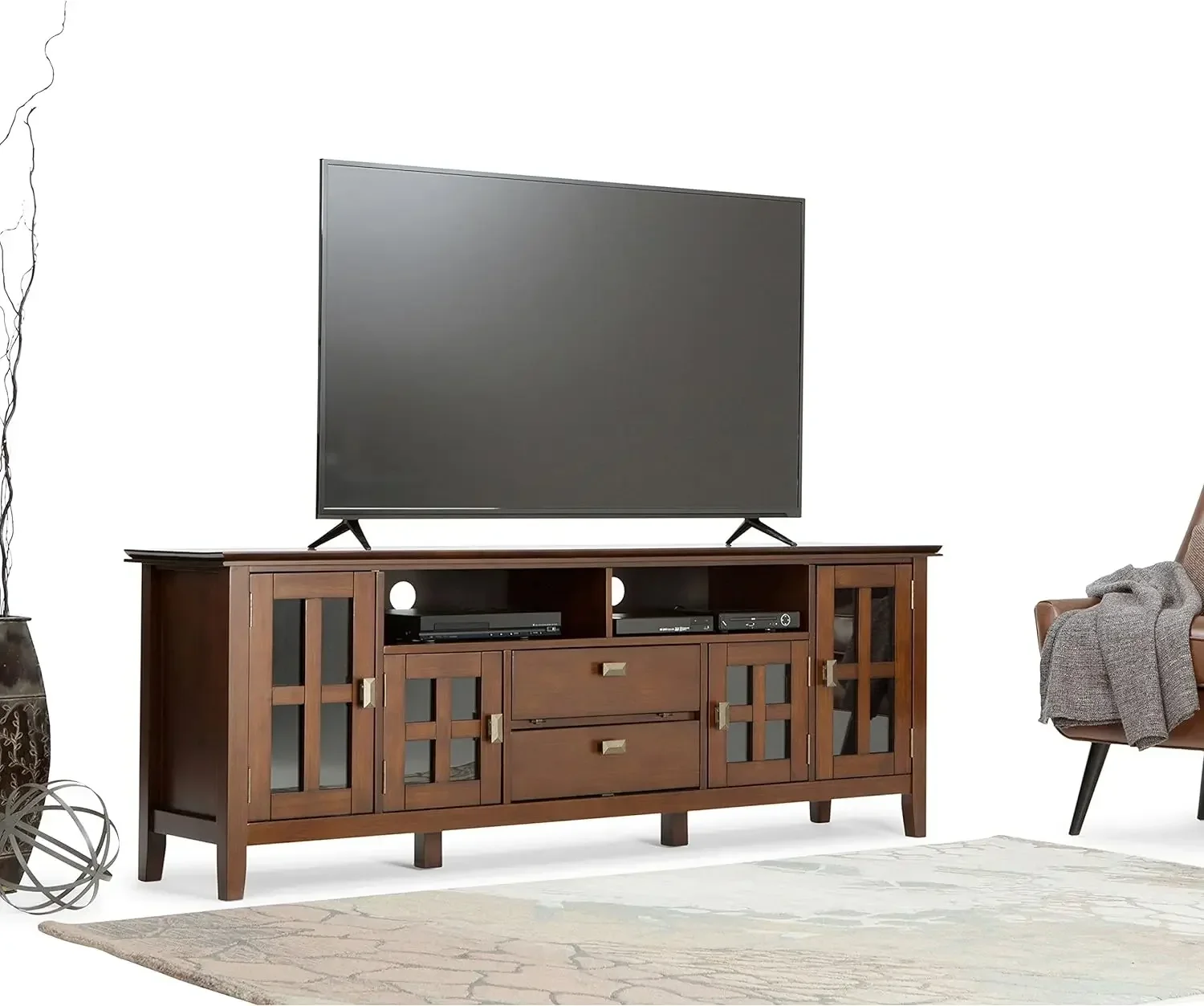 

SOLID WOOD Universal TV Media Stand, Living Room Entertainment Center,Storage Cabinet,for Flat Screen TVs up to 80 inches in