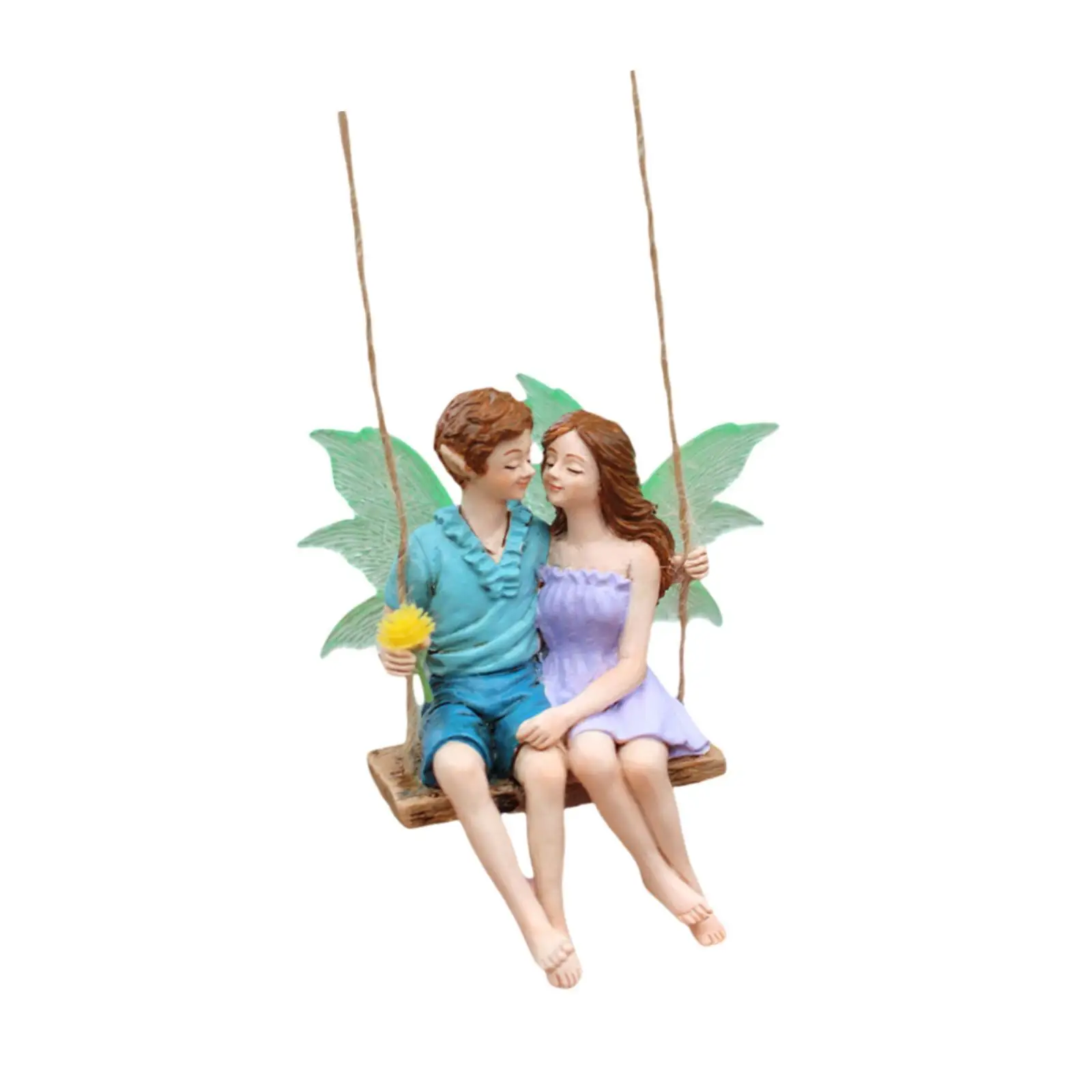 Glow Fairy Figurine Resin Miniature Garden Sculpture Outdoor Lawn Ornament for Courtyard Bonsai Plant Decor