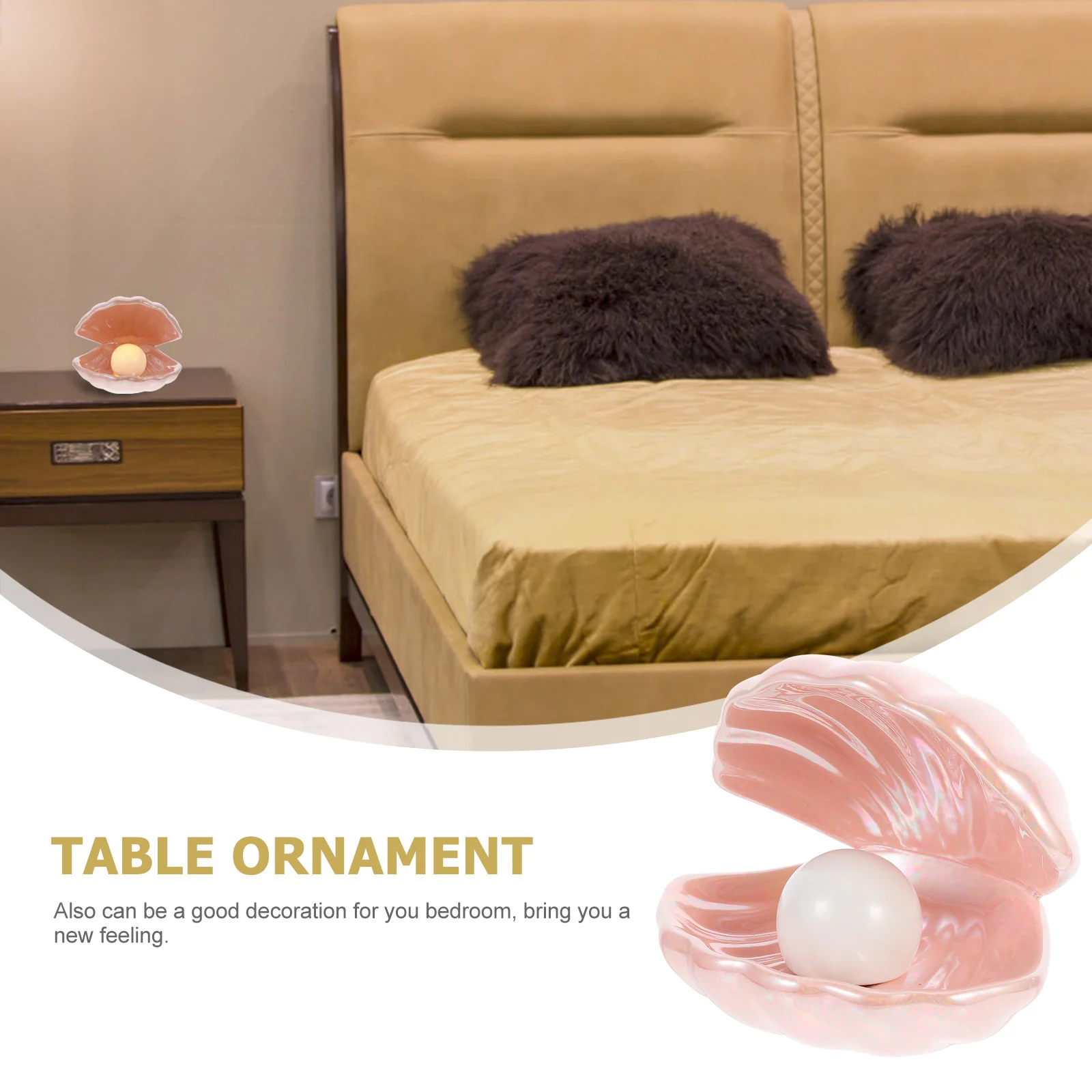 Pink Ceramic Shell Night Light Bedside Lamp For Home Bedroom Decor Desktop Decoration Table Ornament European Style