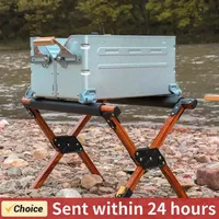 Folding Cooler Stand Aluminum Alloy Foldable Ice Bucket Rack Multipurpose Outdoor Camping Picnic Storage Holder Hanging Rack