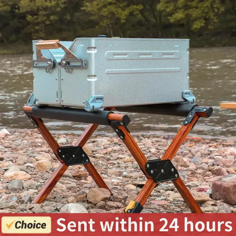 Folding Cooler Stand Aluminum Alloy Foldable Ice Bucket Rack Multipurpose Outdoor Camping Picnic Storage Holder Hanging Rack