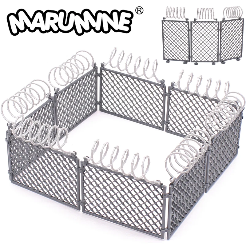 Marumine MOC DIY City Military Base Barbed Wire Fence Mesh Isolation Net for WW2 SWAT Weapons Building Blocks Model Bricks Set