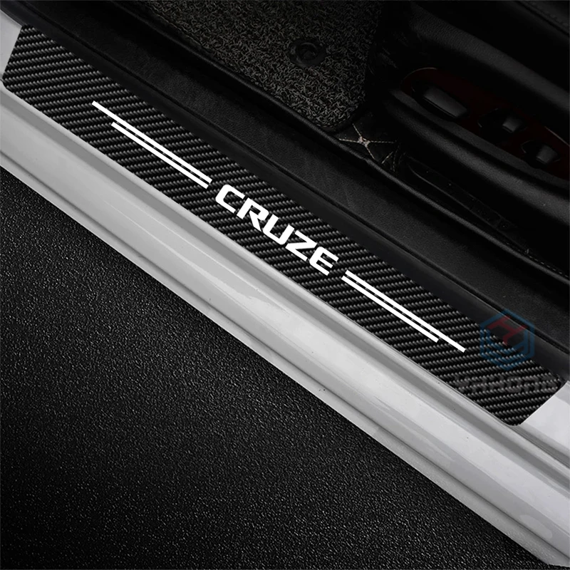 Car Door Sill Threshold Carbon Fiber Sticker For Chevrolet Cruze RS Premier LTZ LT Car Scuff Plate Waterproof Dustproof Decals