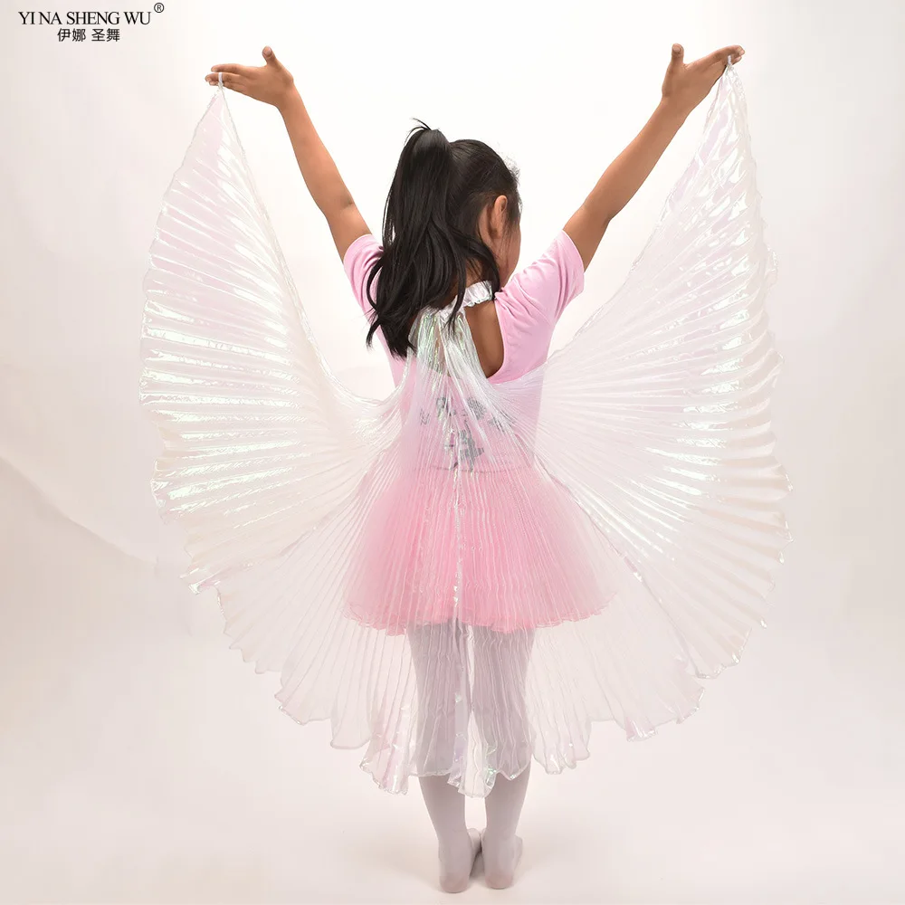 New Style Children\'s Belly Dance Wing Symphony Yarn Cloak Hand Hook Dance Performance Props Transparent Color Hanging Neck Wings