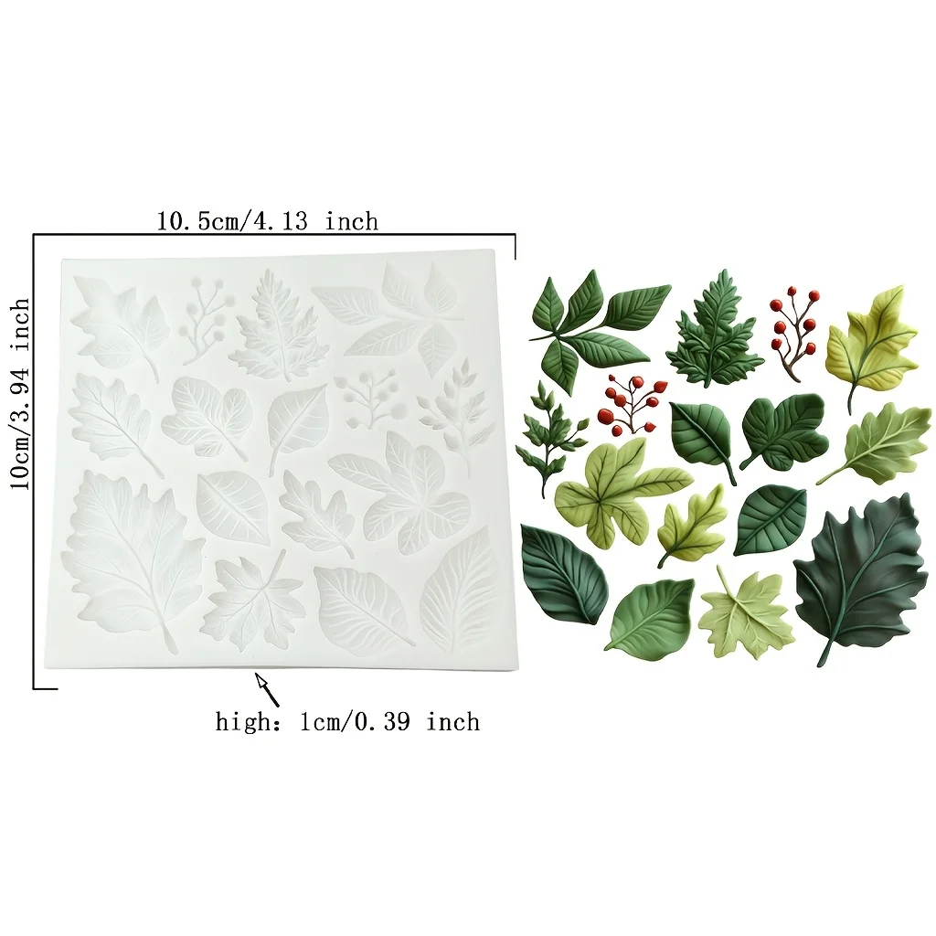 Set aus blattförmigen Silikonformen, Backformen, geeignet für die Dekoration von Kuchen, Fondant, Schokolade und Keksen. – Detail 6