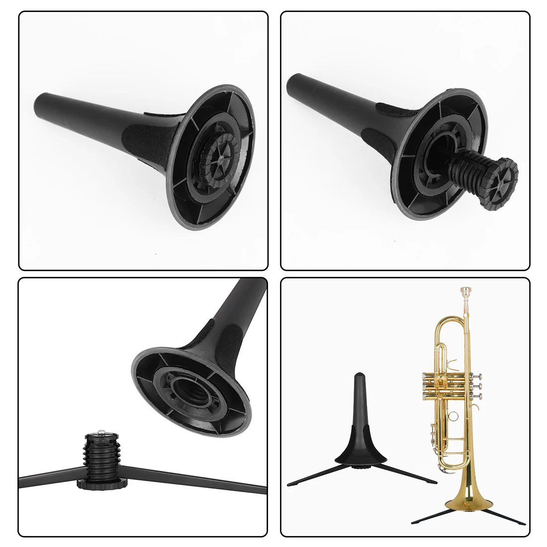 Portable Black Trumpet Tripod Brass Instrument Accessories Foldable Trumpet Stand Holder Bracket Removable Legs Tripod Sturdy