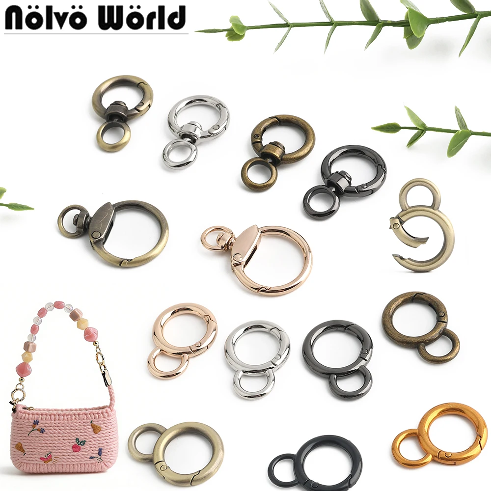 

20/40/100PCS 16mm 20mm 23mm Round Keychain Clips Snap Hooks with Swivel O-Ring For Outdoor Handbag Connector Buckles Accessories