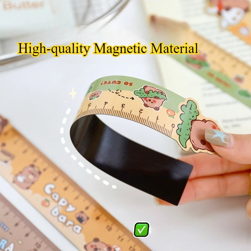 Cartoon Capybara Magnetic Bookmark Ruler Cute Irregular Drawing Ruler for Students Creative Kawaii Kids School Stationery