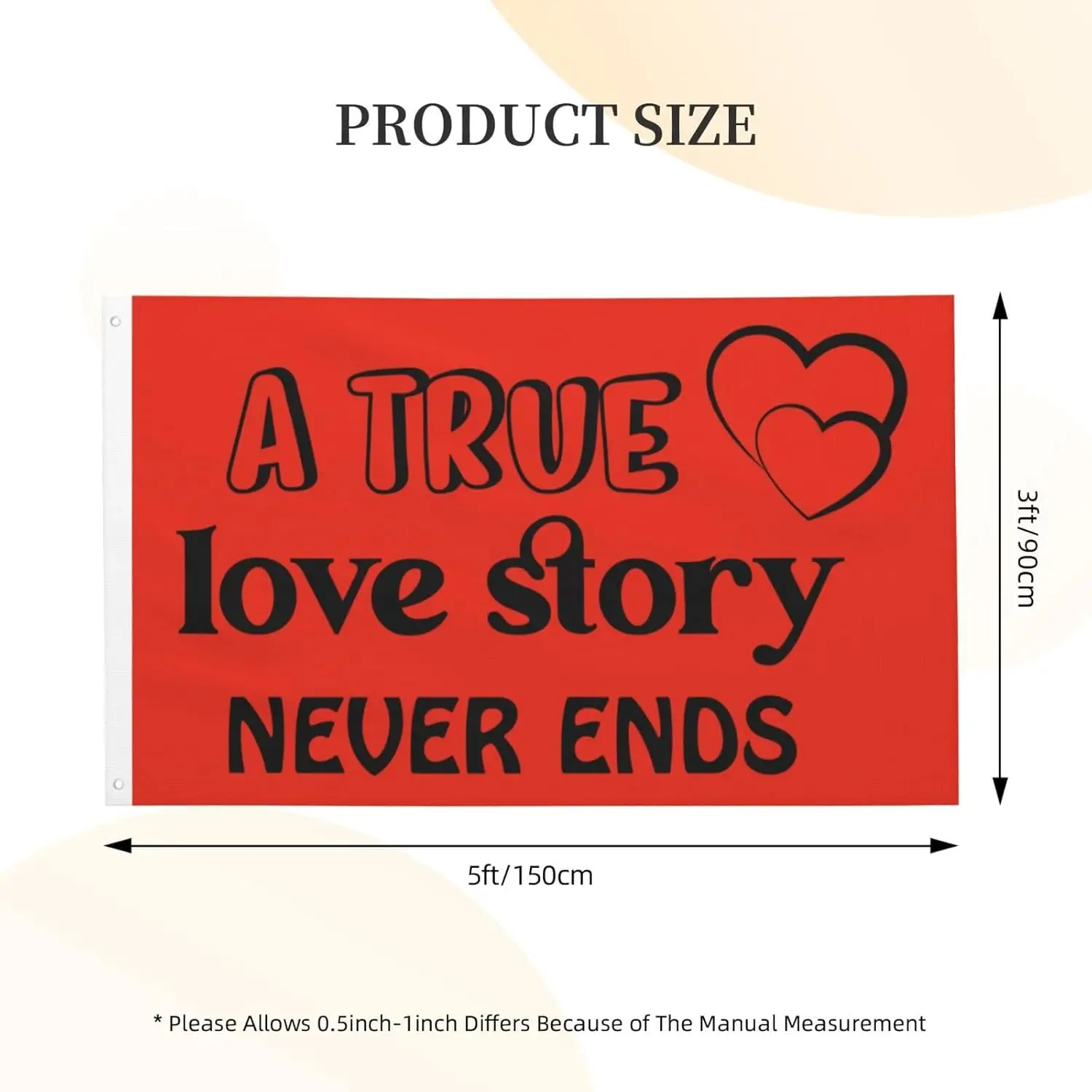 Flagicts 100% Polyester Valentine A True Love Story Never Ends Flags