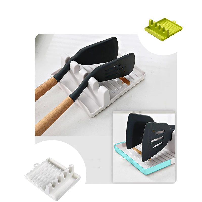 Storage Rack Kitchen Pot Cover Holder Household Spatula Holder Cutlery Multi-functional Plastic Shelving Spoon Pad Pot Clips