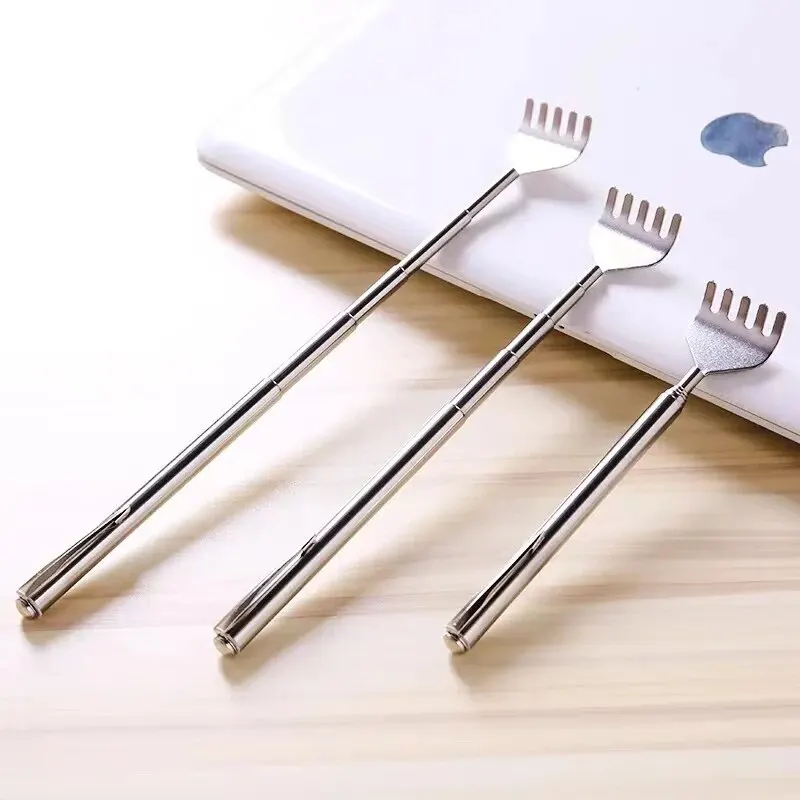 Practical Telescopic Pocket Scratching Massage Kit Stainless Steel Scratcher Handy Pen Clip Back Scratcher Relax Back Massager