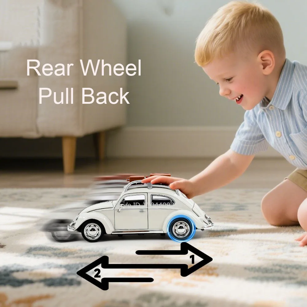 Schaal 1:32 Kever 1955 Tacoma Sportwagen Model Speelgoed Trek Verwijderbare Reiskoffer Licht Geluid Modellen Hobby Ornamenten Geschenken