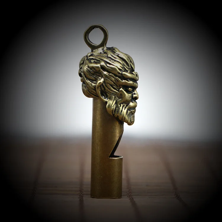 Ethnic Style Men's Personality Brass Monkey Head Whistle Car Keychain Outdoor Whistle Jewelry-need To Hang The Keyring Yourself