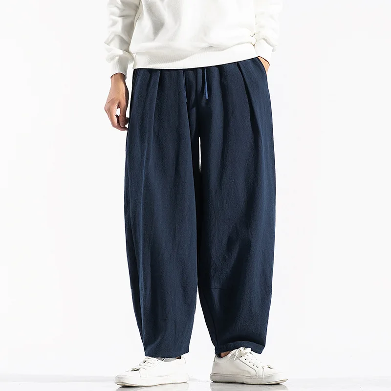 

Spring/Summer Men's Pants Casual Pants Loose Wide Leg Harun Pants Cotton Linen Pants Men Plus Size Baggy Pants Mens Clothing