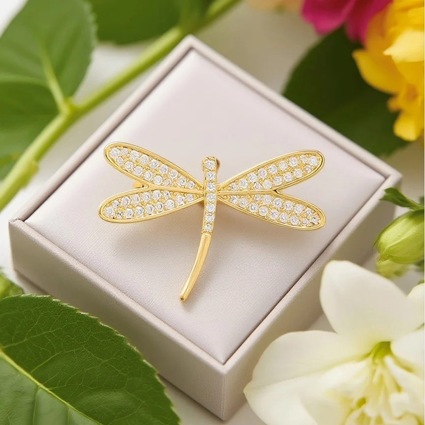 Exquisite gold color dragonfly design versatile fashion trend personalized accessory buckle brooch
