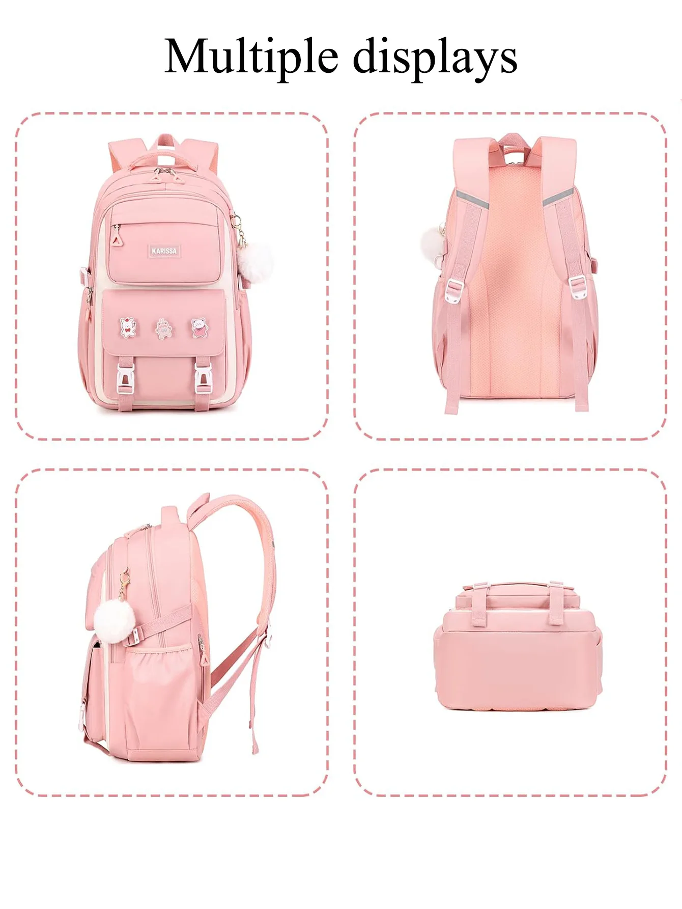 Girl Pink School Bag College Backpack Back Pack For Teenager Girls Children Female Schoolbag Primary High Bagpack Teens Child