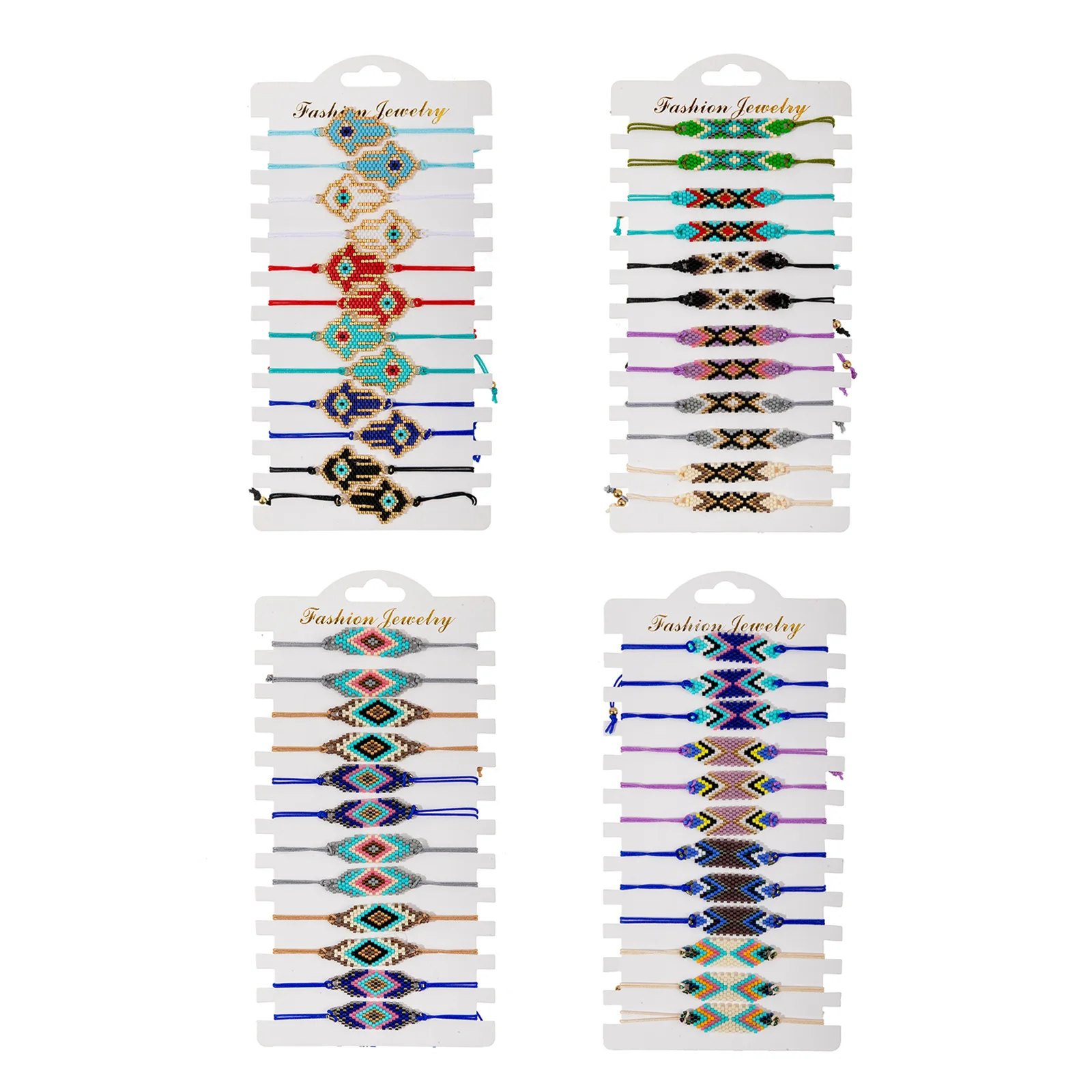 Rice bead bracelet Geometry Bohemia Hand weaving Eye Palm Creativity Pattern Adjustable Female Fashion Simple Beaded bracelet