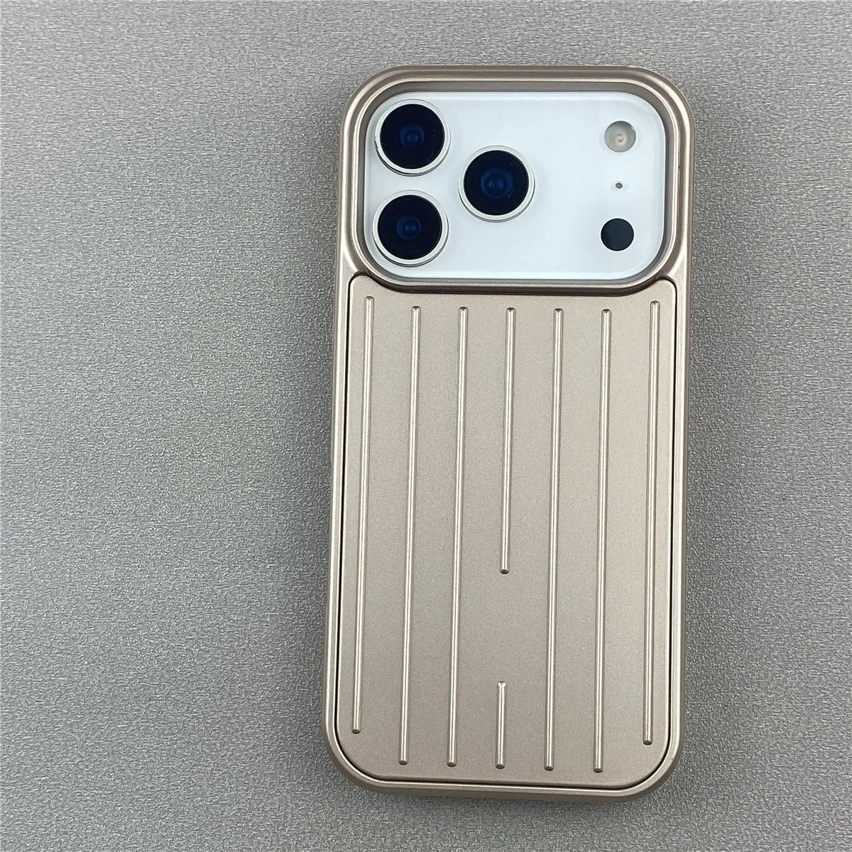 Coque de téléphone de luxe à rayures effet bagage pour iPhone 17 16 15 14 13 Pro Max 16 15 14 Plus, couleur titane brillante, style professionnel