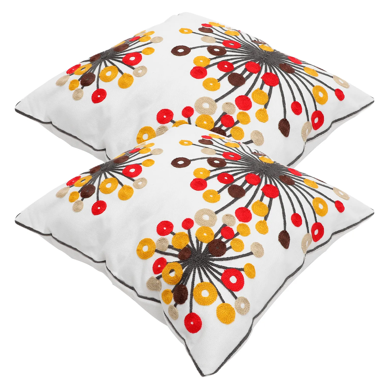 

2pcs Pillow Covers 45x45cm Canvas Embroidery Decorative Couch Bed Square Cases Without Insert Fits Home Office Bohemian Style