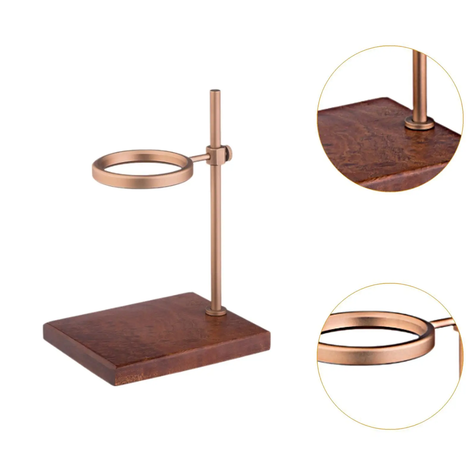 Coffee Dripper Stand Pour Cover Adjustable Height Rack Dripper Filter Holder with Wood Base for Manual Brewing Walnut Wood