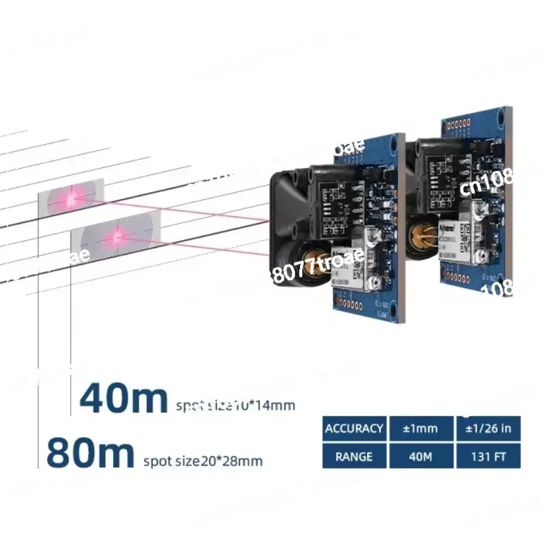 40m Range 1mm Accuracy 20Hz Rate TTL Interface Laser Distance Sensor Module for Long Distance