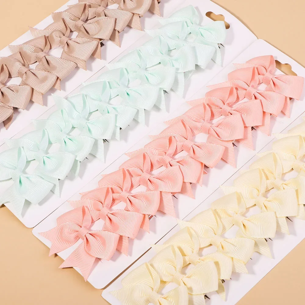 10Pcs/Set  Colorful Ribbon Bowknot Hair Clip for Girls Mini Handmade Hairpins Barrettes Headwear Kids Baby Hair Accessories